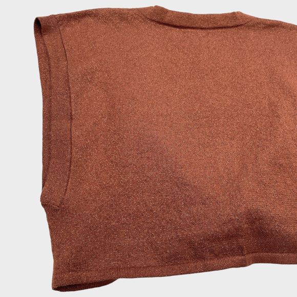 NWT Anthropologie Metallic Twist Front Open Crop Top in Cedar Women's Size XL - Picture 11 of 12